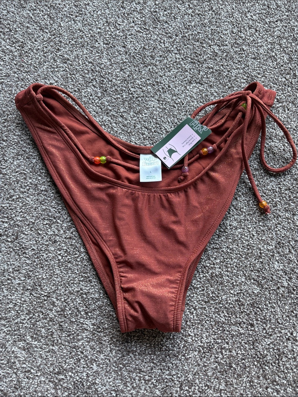 wild fable Rust Red Bikini Bottom with Beaded Side Ties